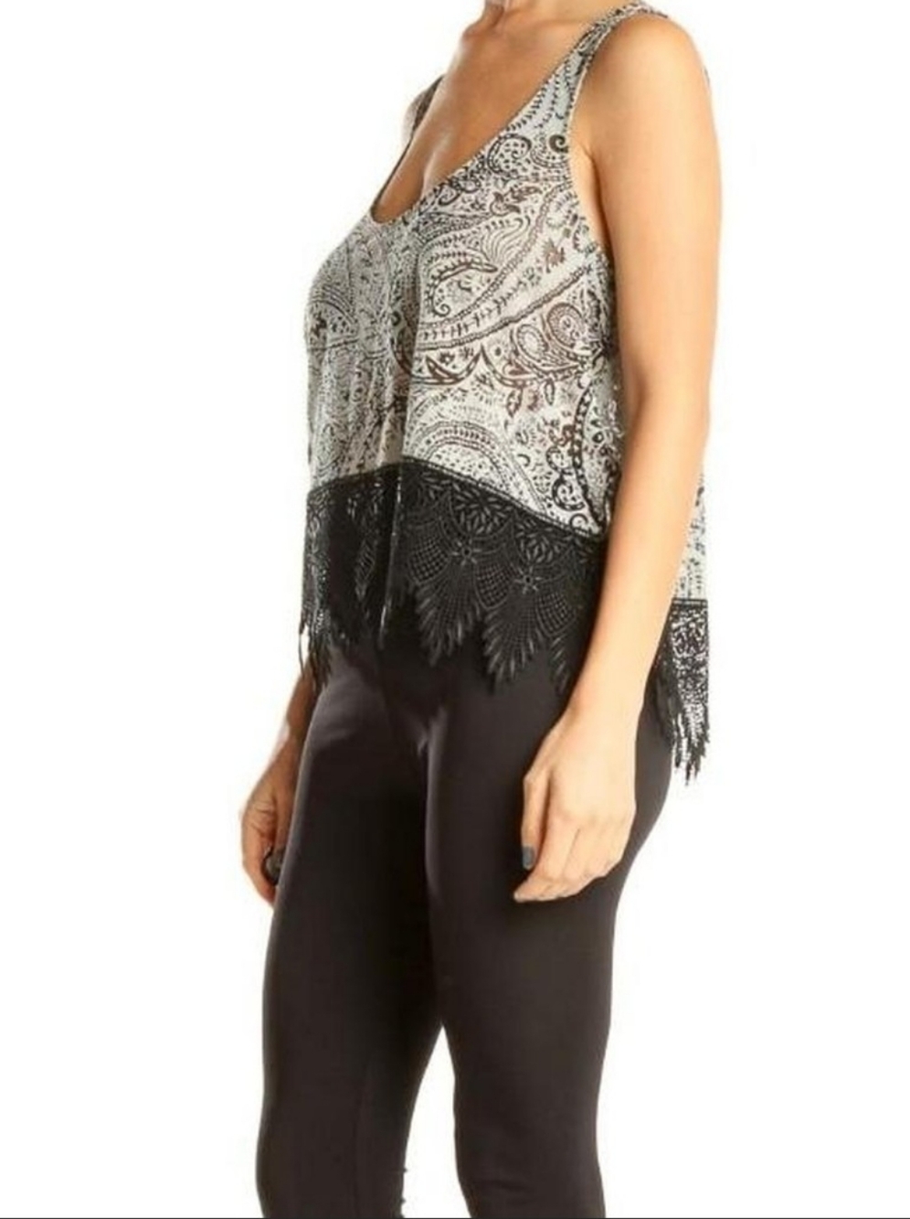 Free People Paisley Lace Fringe Tank